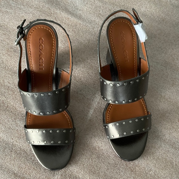 Coach Metallic Studded Block Heels - Picture 4 of 15